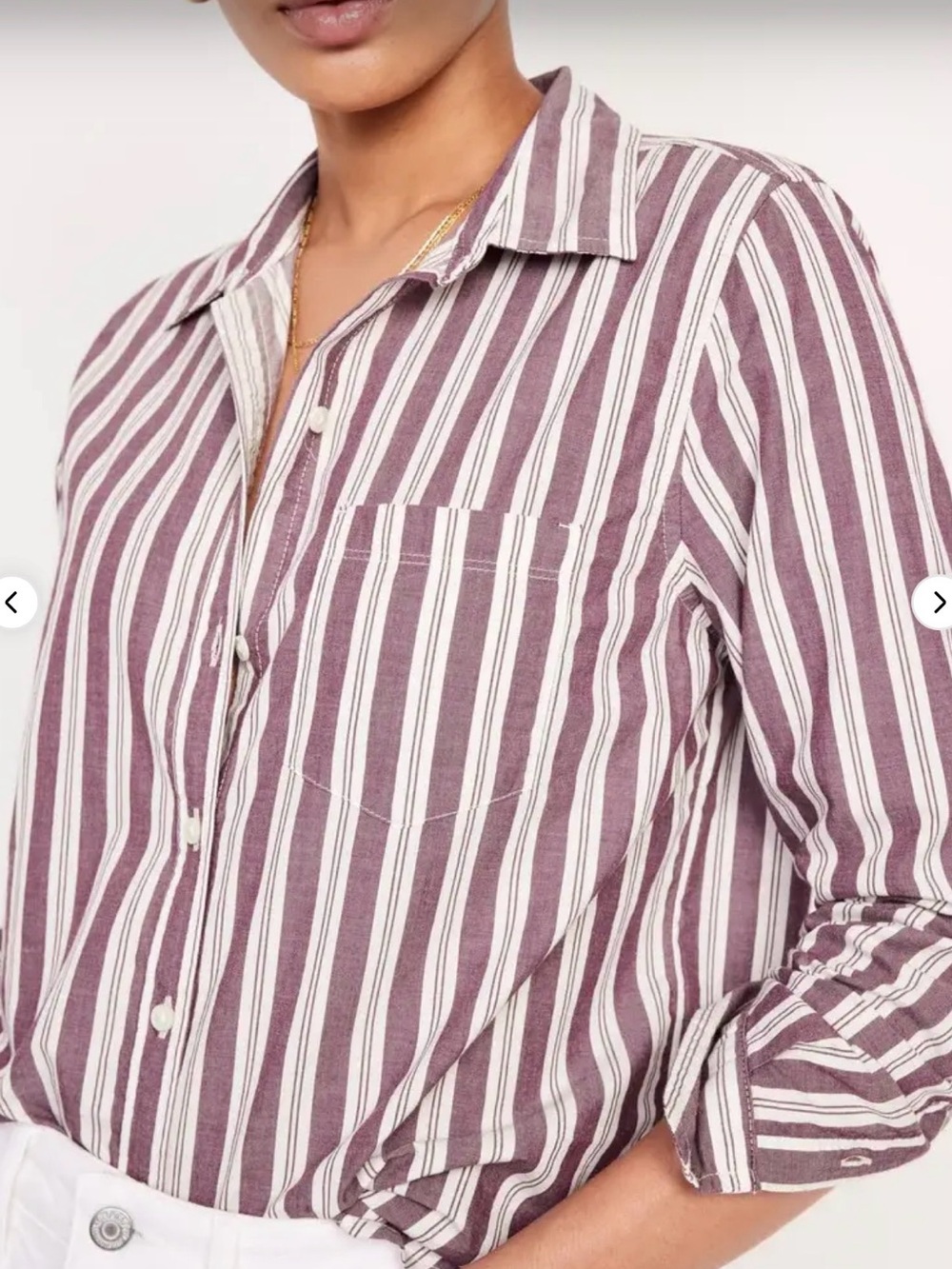 Old Navy Mauve and White Striped Button-Down Shirt